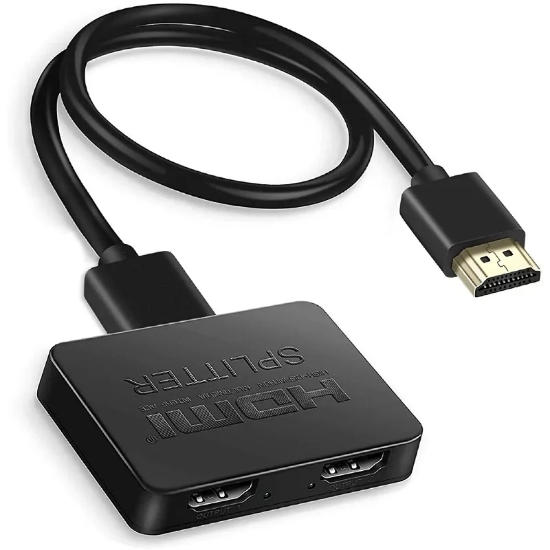مقسم متوافق مع HDMI 1 في 2 خارج ذكر وأنثى 4K لشاشة مزدوجة مكررة/مرآة 1x2 مقسم 1 إلى 2 مكبر للصوت