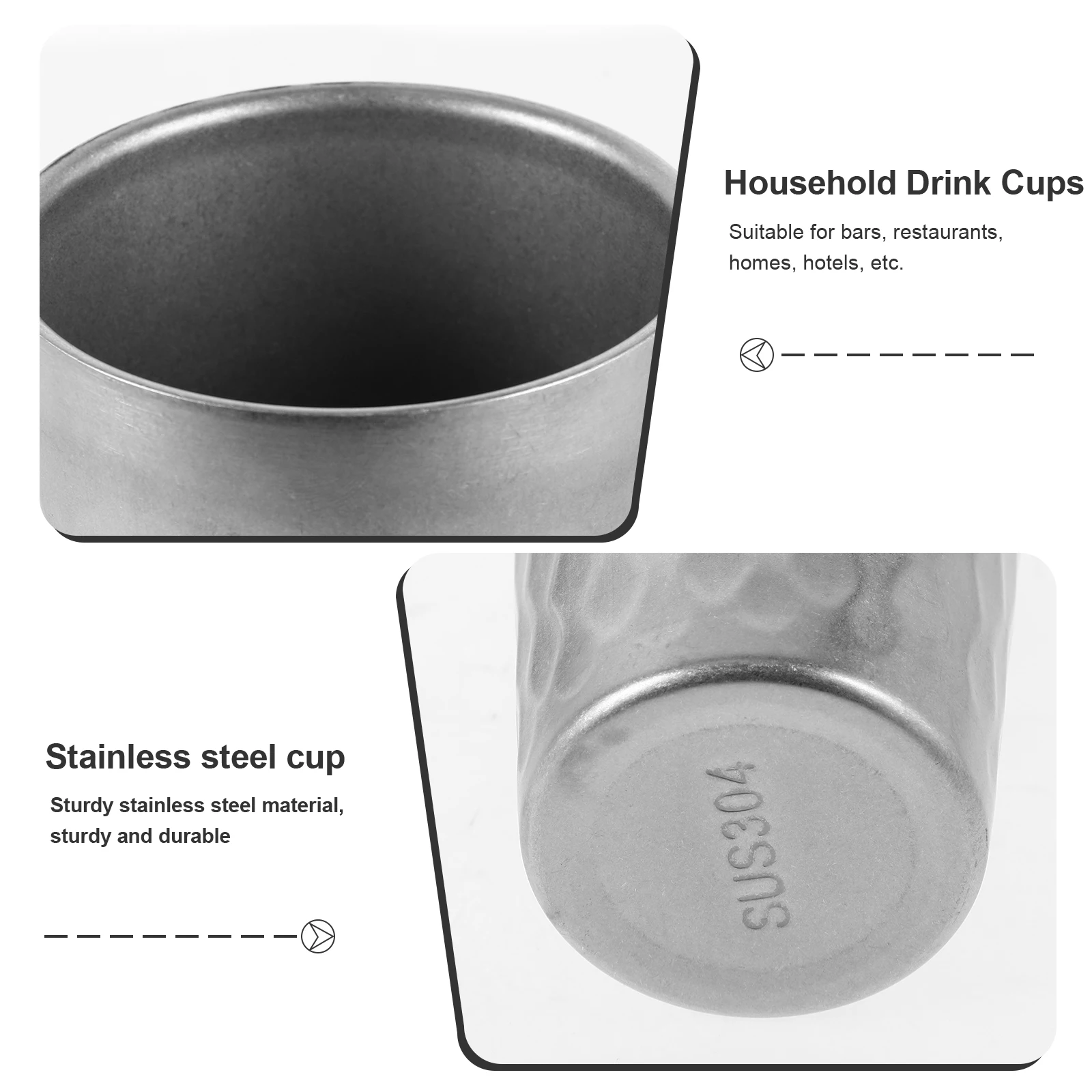 

Retro 304 Stainless Steel Double Layer Juice Cup 350ml Camping Mug Glass Reusable Drink Cup Safe Beautiful Design