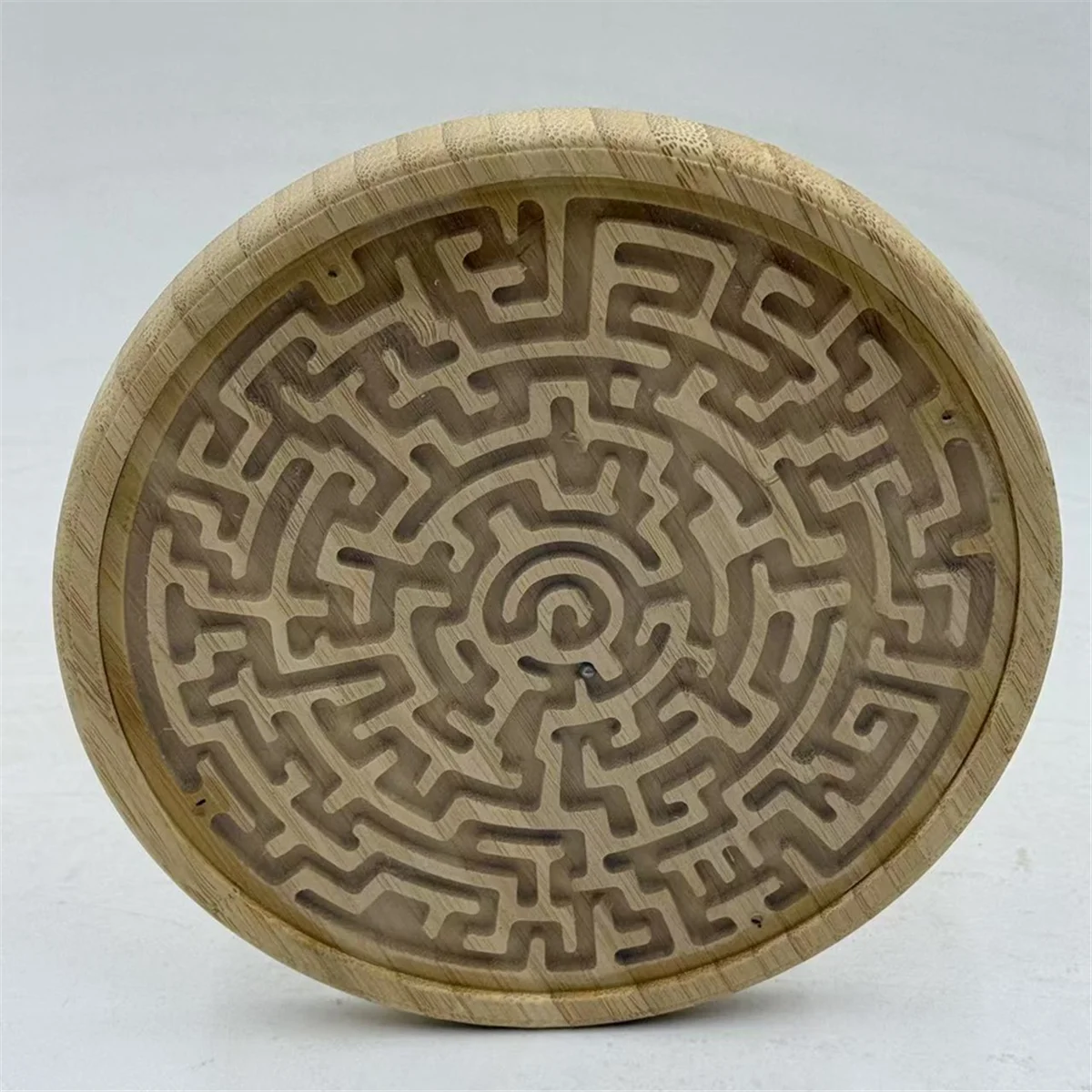 AA98 Drewniana Gra Planszowa Labirynt Puzzle Okrągły Labirynt Planszowy Wielofunkcyjna Gra Logiczna Labirynt Zabawka dla Maluchów i Dorosłych