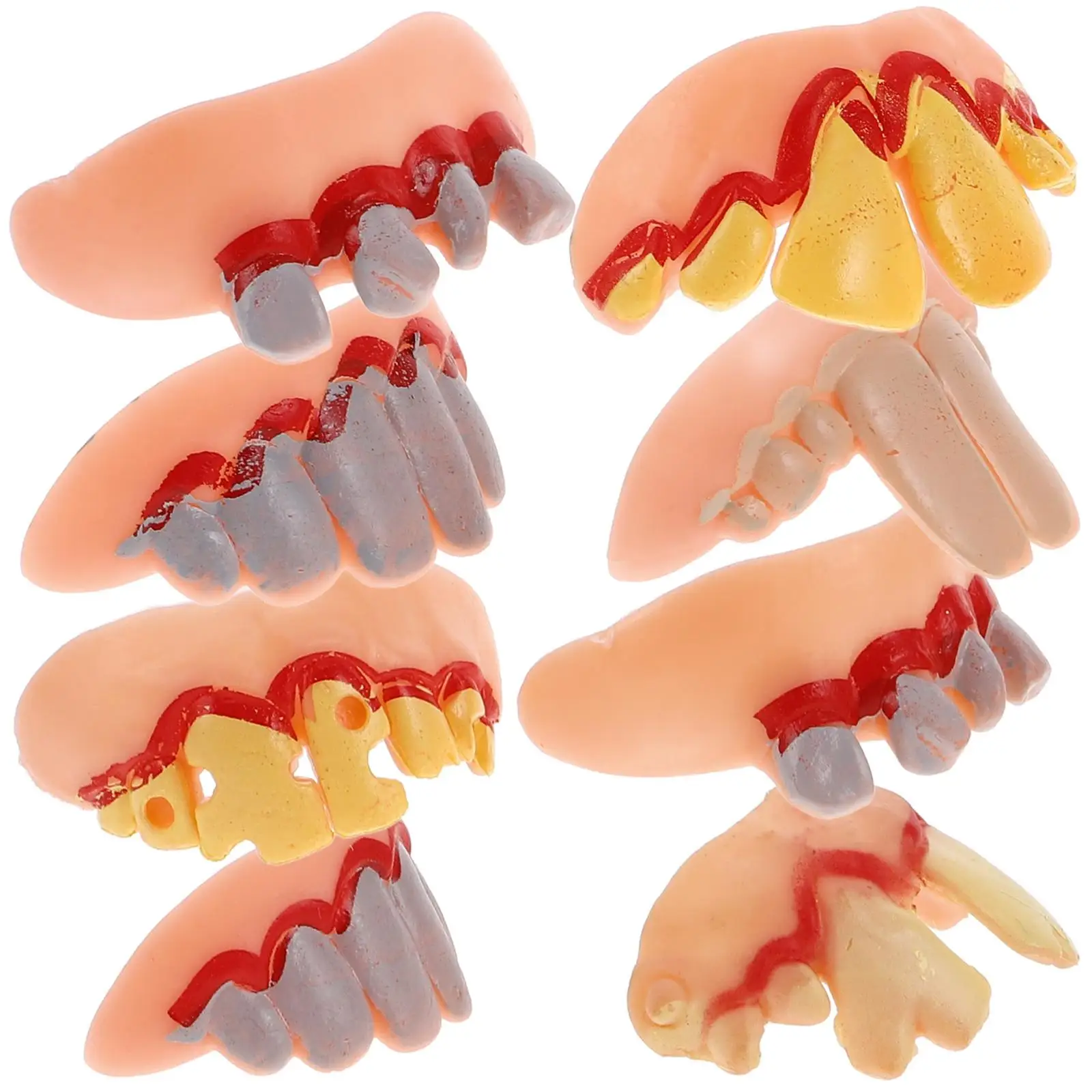 8pcs False Teeth Dentures for Halloween Costume Cosplay Eco Friendly Material Party Favors Toys Accessories Funny Models