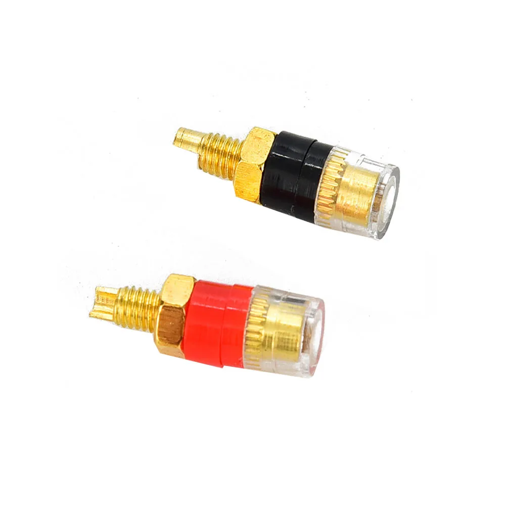 2/set Gold Plated Mini Binding Post Connectors 4MM Banana Plug Socket Audio Video Amplifier Crystal Binding Post HIFI Terminal