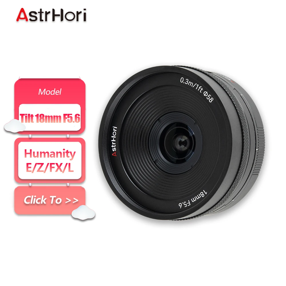 AstrHori APS-C 18mm F5.6 Shift 360° Rotation Camera Lens for Humanities Photography with Sony E Nikon Z Fujifilm XF L-mount