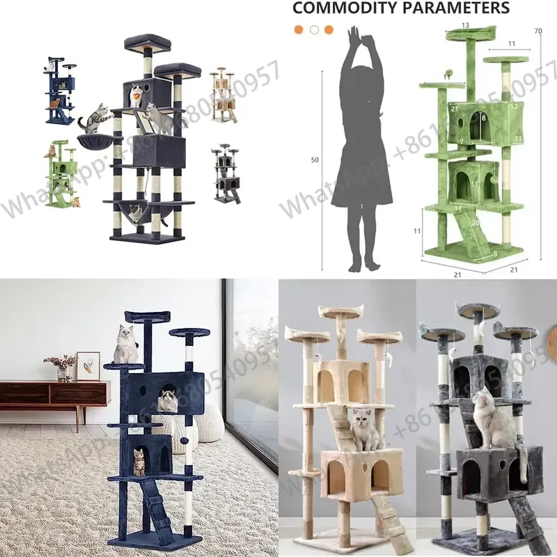 Big Discount Cat Tower Hot Sale A-mazon with Sisal Scratching Post Wood Large Plush Cat Tree House