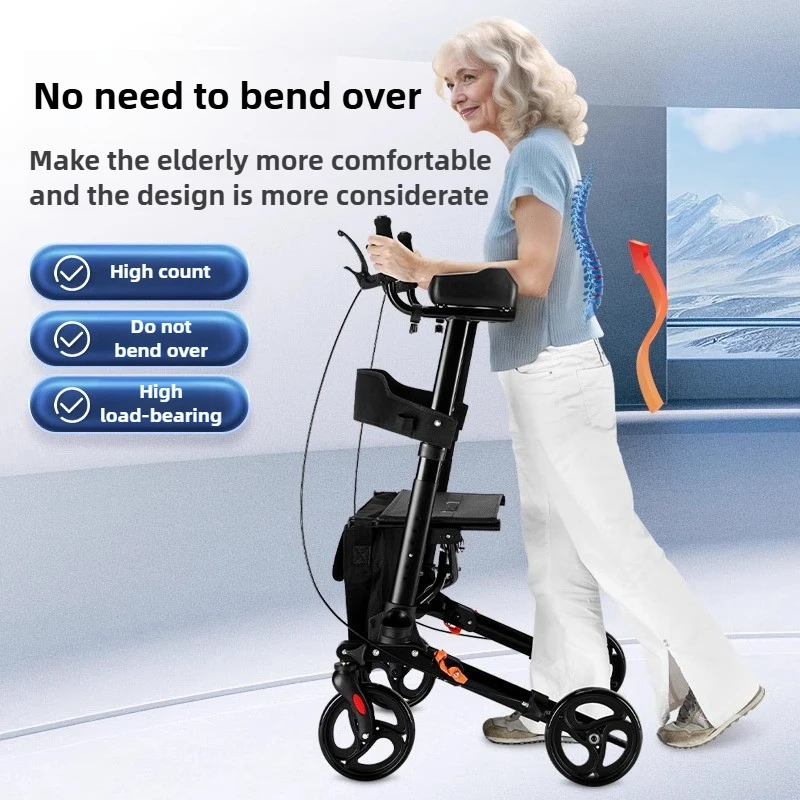 

‌Aluminum Alloy Rollator Walker Rehabilitation Aid with 360°Swivel Wheels Height Adjustable Handle for Post Surgery Lumbar