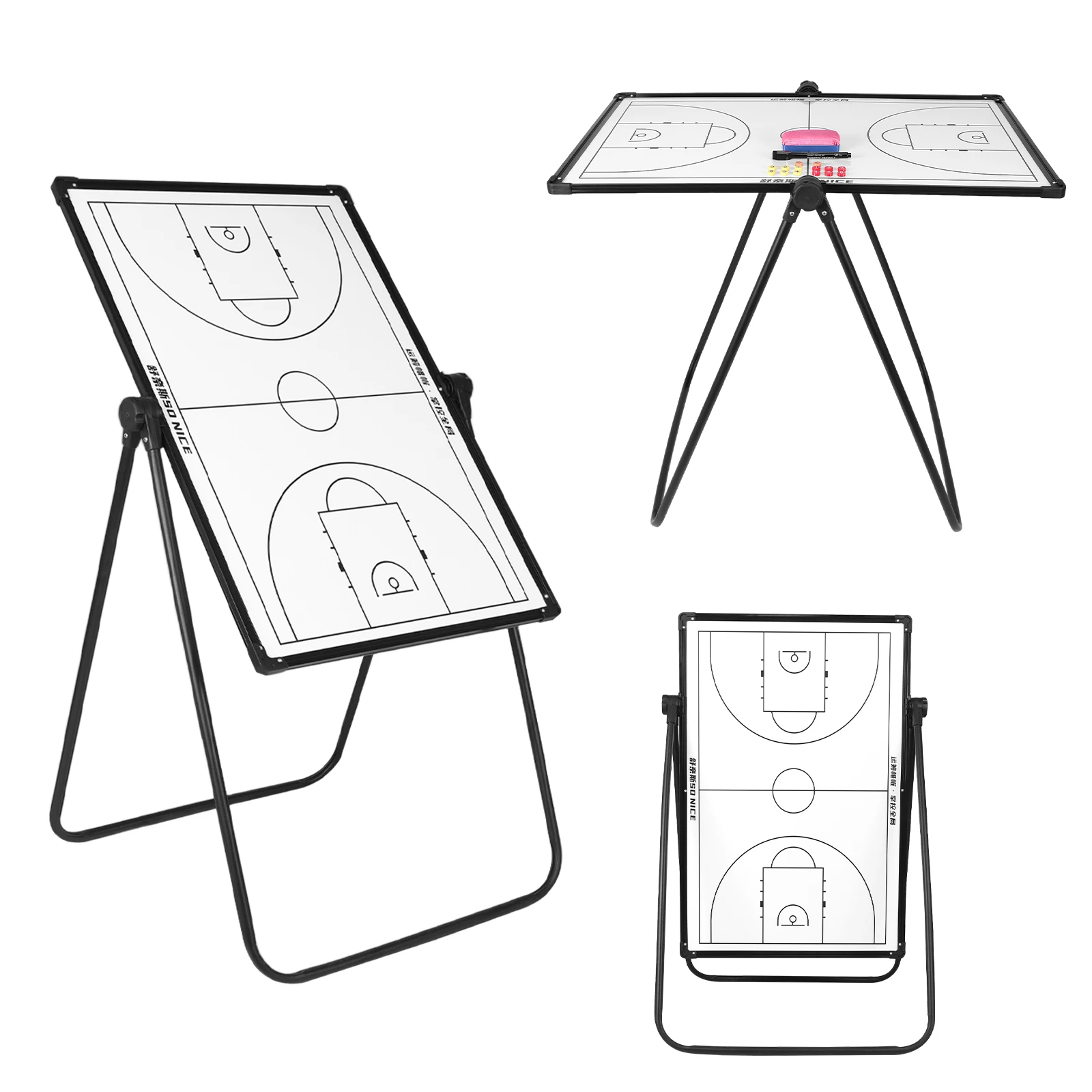 

Double Sided Basketball Board with Markers Eraser Competition Court Board Multi-Purpose for Basketball Soccer Volleyball Coaches