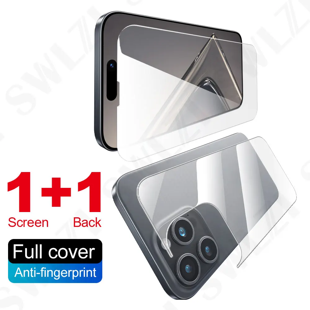 

2in 1 Back Film Protective Film for iPhone 16 15 Plus Phone Screen Protector 14 13 Pro Max Tempered Glass Smartphone 12 Mini 11