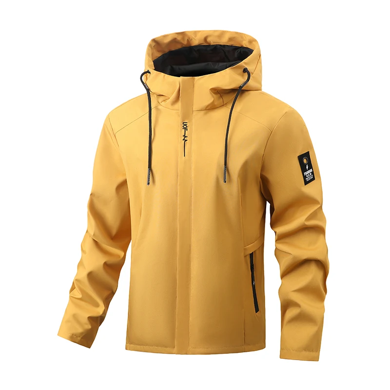 Outdoor Jacket Men Zip Up Hooded Windproof Jacket Hiking Camping Sports Windbreaker Lightweight Spring Autumn Casual Coats