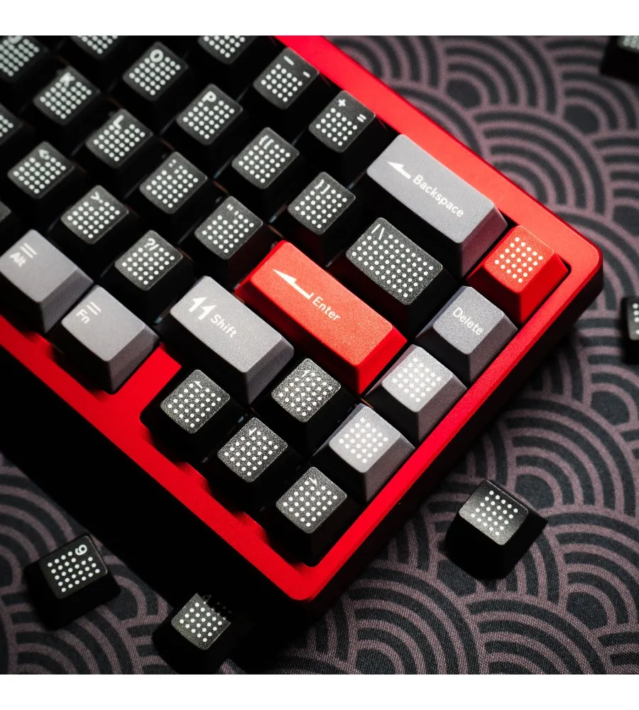Keycap personalized dot black gray red color scheme PBT hot sublimation full set of keycaps simple classic replica polka