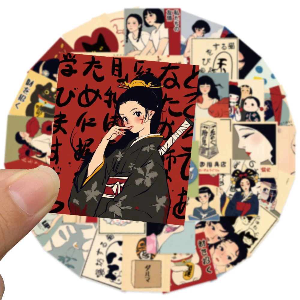 

10/30/50pcs Classic Vintage Japanese Culture Stickers Retro Aesthetic Girls Decals Luggage Phone Guitar Cartoon Graffiti Sticker