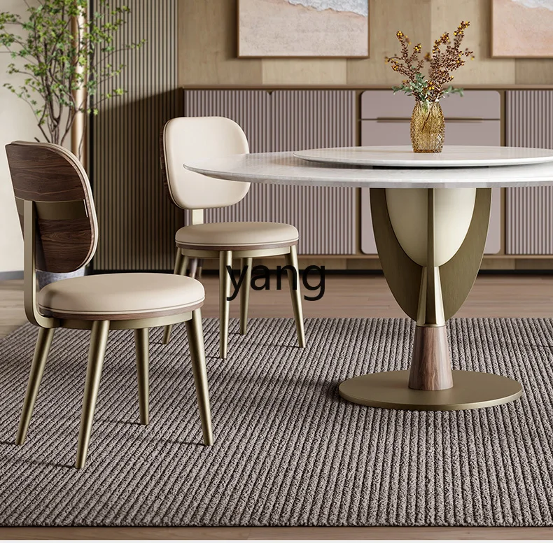 Lh natural marble dining table modern simple new creative luxury stone round table