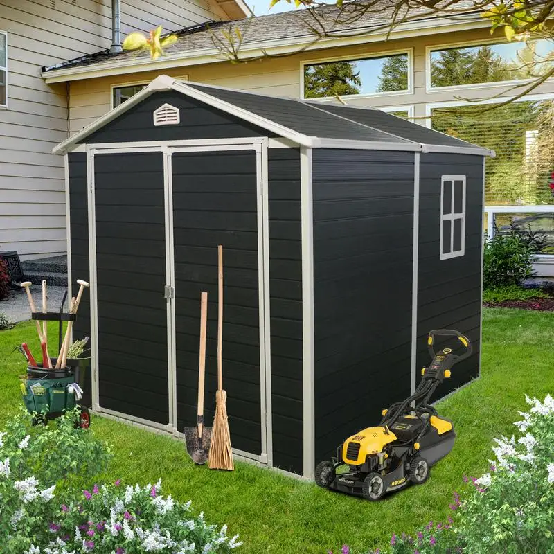 

6ft x 8ft Outdoor Resin Storage Shed Kit - Ideal for Storing Patio Furniture and Garden Tools, Durable and Weather-Resistant
