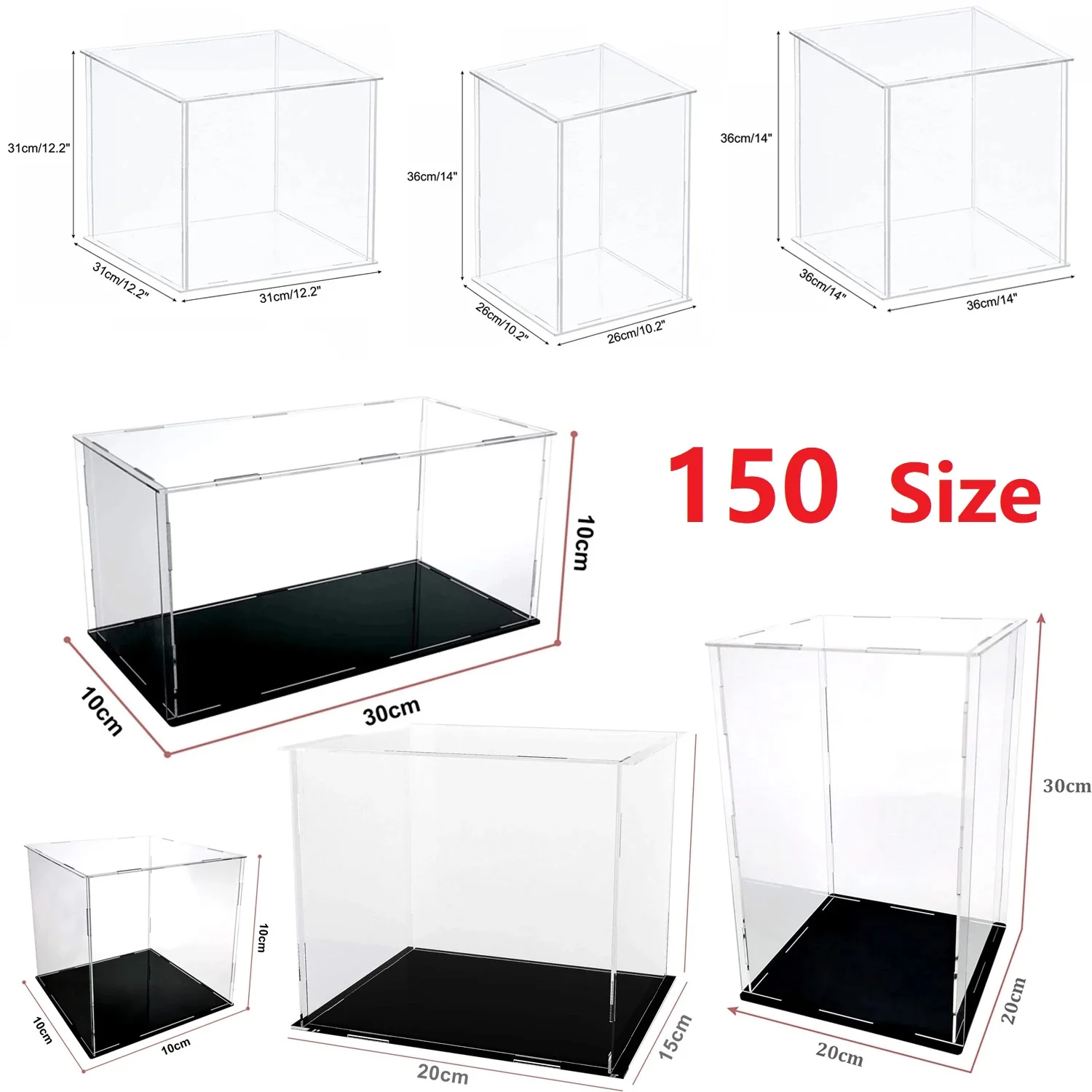 150 Size Clear Acrylic Display Case for POP Figures Hand-made Doll Car Model Blind Box Toy Storage Box Display Stand Customized