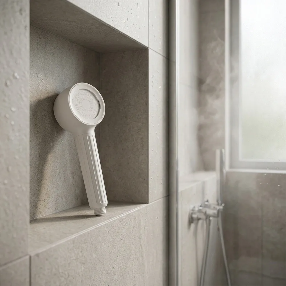 Anti-Flush Shower Head 28x7x5cm ABS Material Dual Spray Bubble and Boosted Flow Detachable for Easy Maintenance