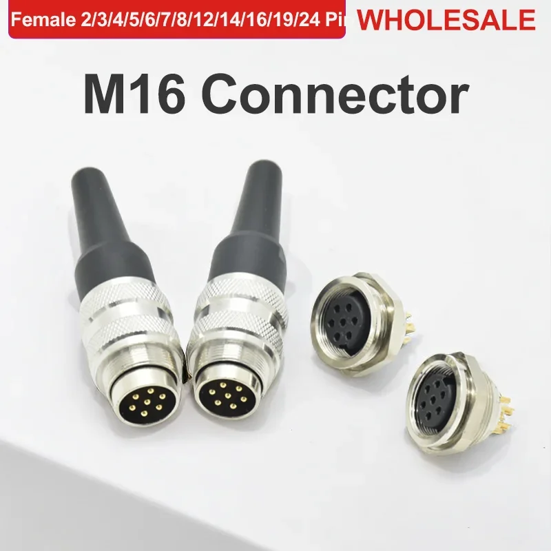 

5/10/20 Pcs M16 Aviation Plug Straight Female Head Reverse Installation Connectors J09 Butt Joint 2 3 4 5 6 7 8 12 19 24 Pin