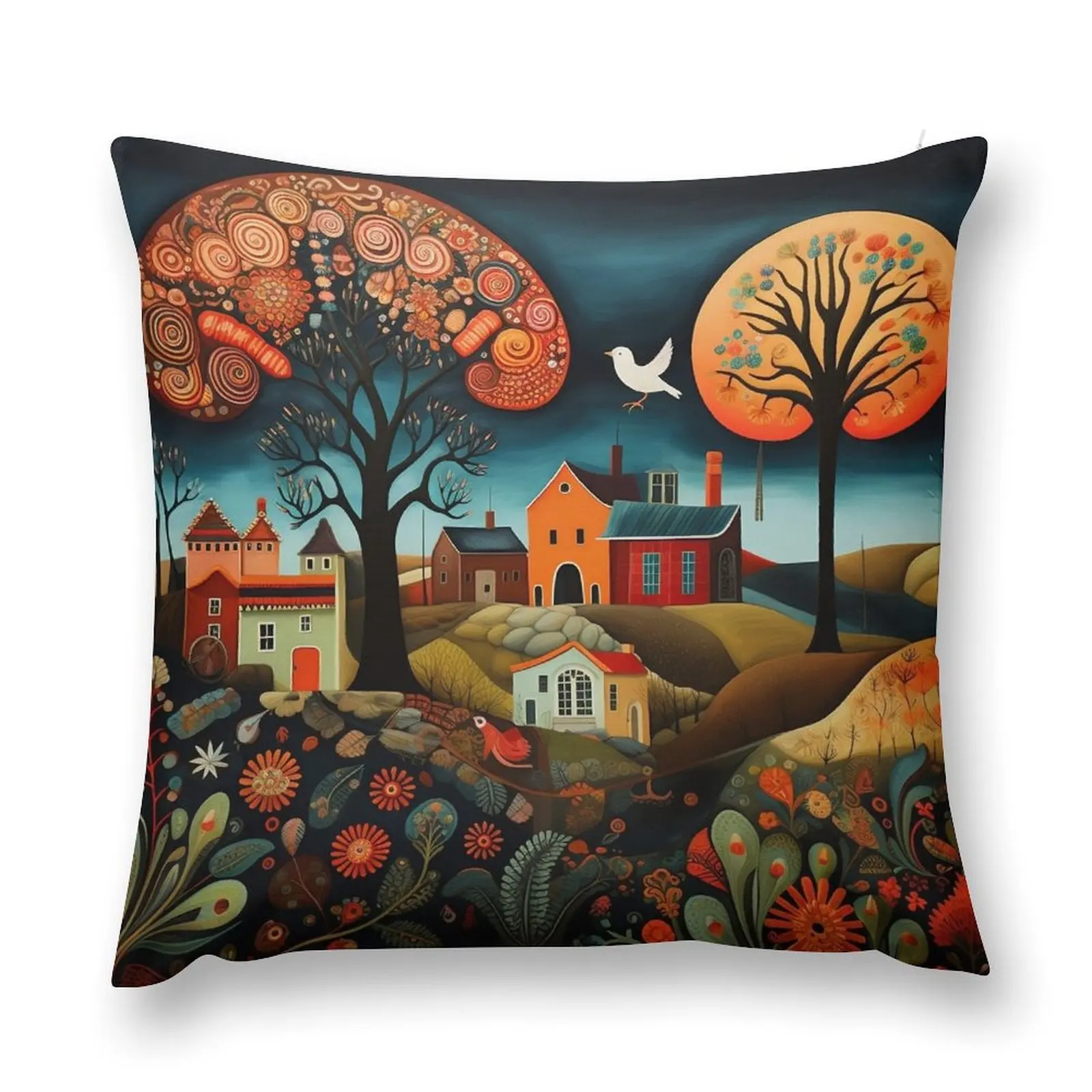 

Folk art Throw Pillow Embroidered Cushion Cover sleeping pillows pillow