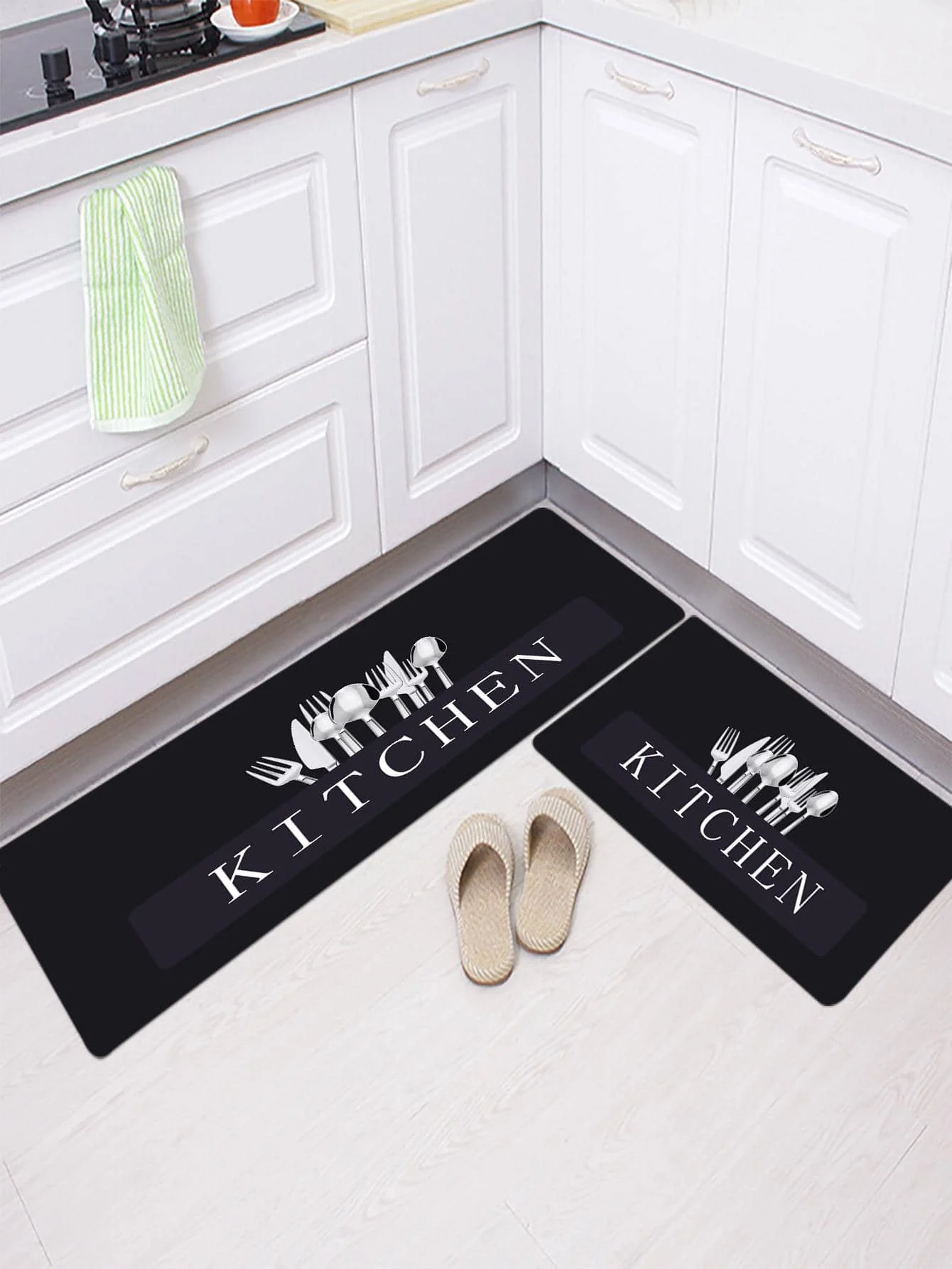 Crystal velvet carpet mat simulation knife and fork anti-slip waterproof easy to clean bedroom living room mat entry mat