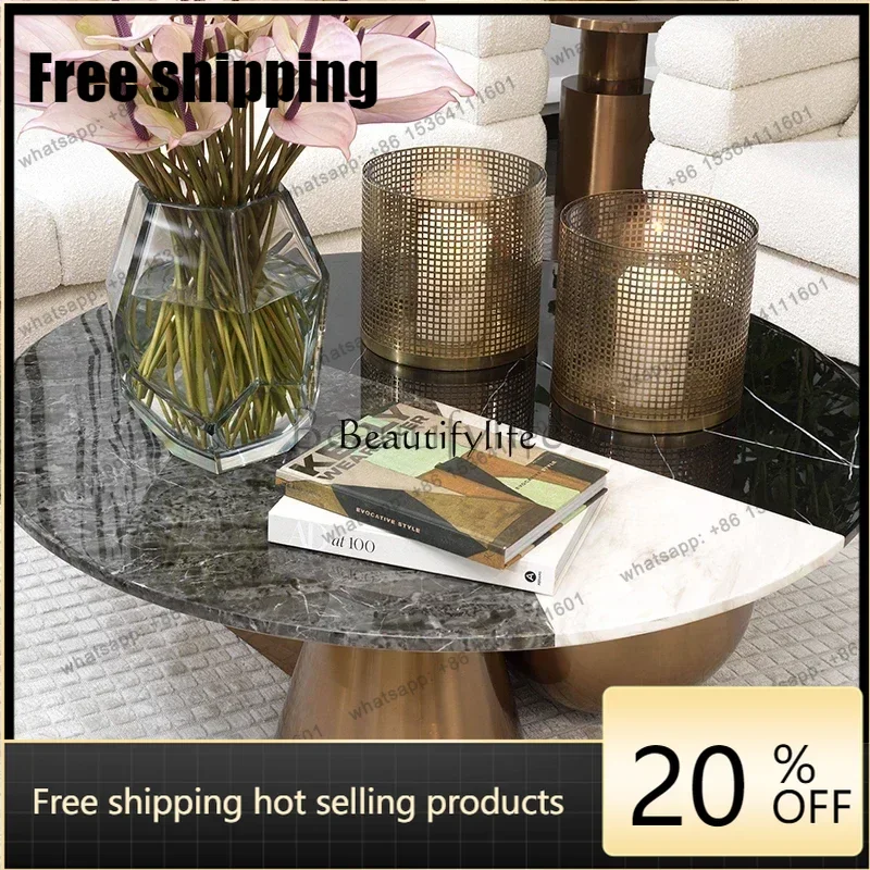 Modern light luxury color matching marble coffee table Factory Direct