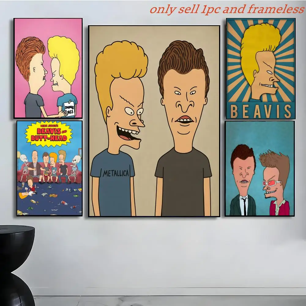 Cartoon Anime B-Beavis and Butt-Head Poster Poster painting with prints Home bedroom living room decoration gift