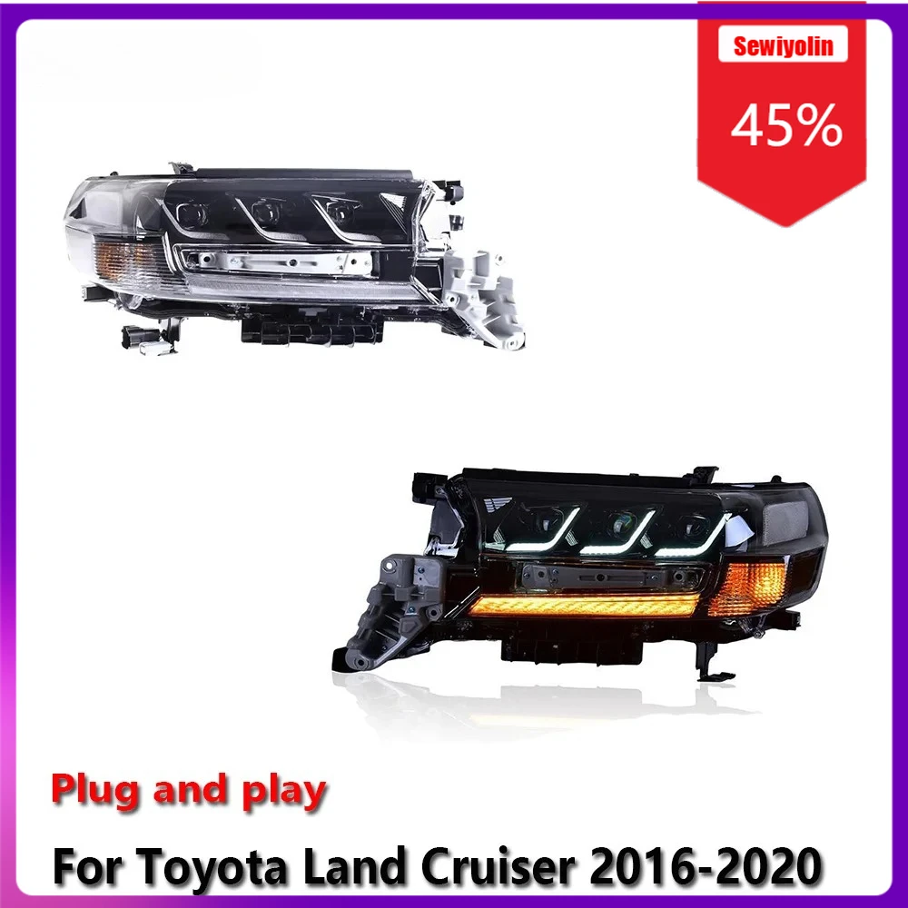 

Автомобильные светодиодные лампы Sewiyolin в сборе для Toyota Land Cruiser 2016-2020, противотуманные фары DRL, стоп-сигналы поворота