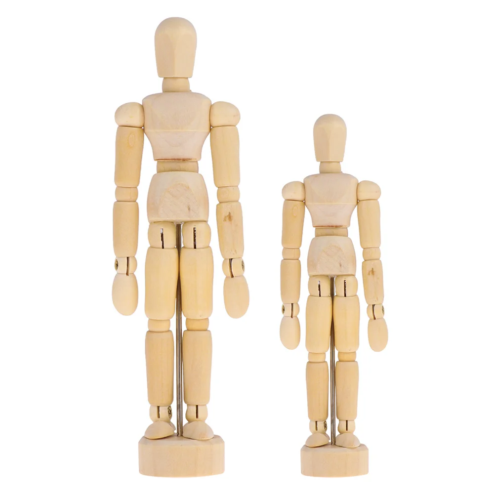 

2 Pcs Mannequin Wooden Joint Ornaments Sculpture Adjustable Small Beige Baby