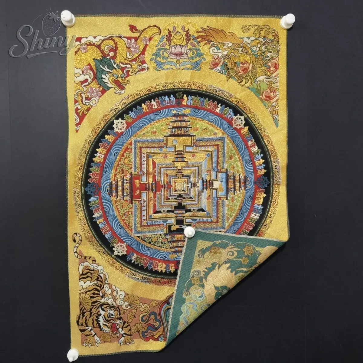 Tibet Buddhist Kalachakra Mandala Mantra Scripture Tapestries Thangka Embroidered Brocade Family Bless Temple Monk Worship
