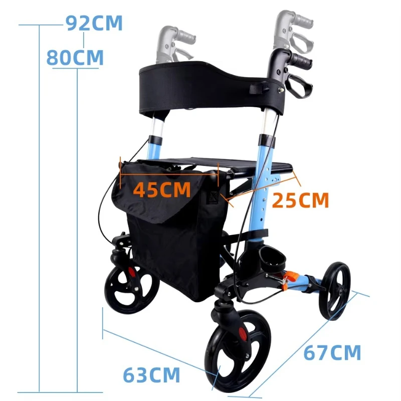 Random color outdoor indoor universal basic the elderly 4 wheel walker with seat