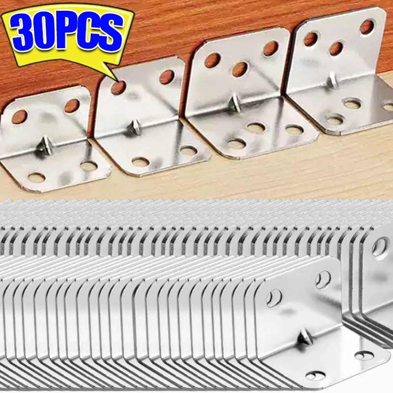 30/10PC Furniture Corner Connector Universal Corner Brackets Stainless Steel Corner Brace Joint Fastener For Wood Cabinet Drawer
