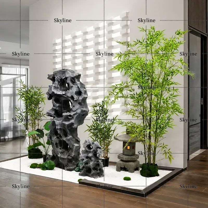 for New Chinese Style Simulation Taihu Stone Floor Ornament Living Room Entrance Villa Courtyard Tea Room Rockery Landscaping