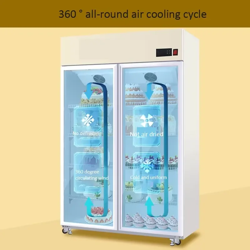 For Commercial Upright Refrigerator for Baking Cake Display Cabinet with Fan Cooling Frost-Free Defrosting Fresh-Keeper