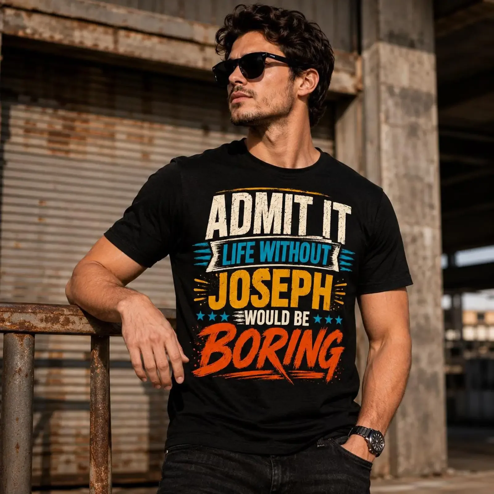 Personalised Admit It Life Without Name Boring T Shirt vintage Washed Slightly Stylish Casual fashion Breathable graphic Unisex