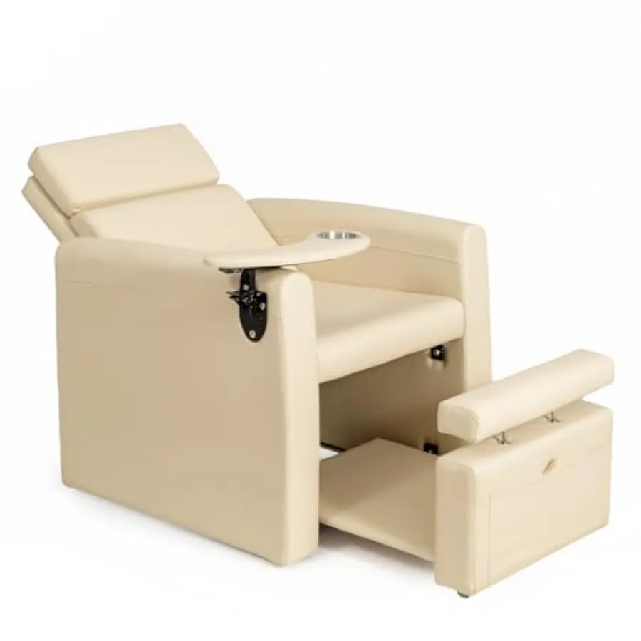 

Electric Pedicure Chair w/Adjustable Backrest, Movable Cup Holder and Hidden Storage Platform, Full-Floor Support Pedi Station