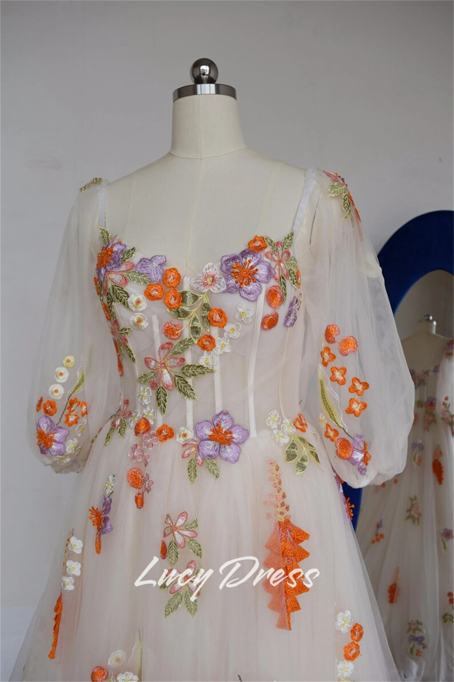 Lucy robe de mariée personnalisée robe de soirée pour robes d'invité de mariage femme robes de bal fleur tissu robe de bal robes de mariée