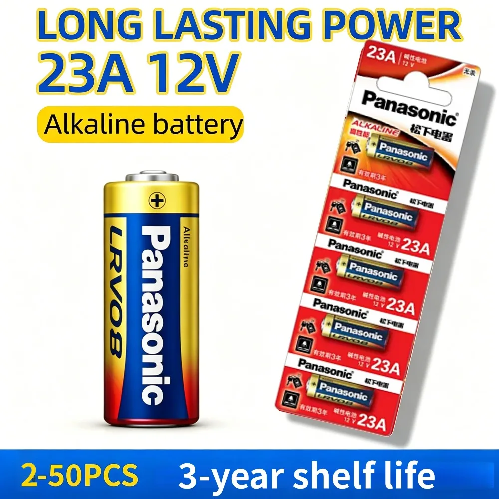 2-50PCS Panasonic 23A 12V A23S Original Alkaline Battery for Remote Controls Doorbell Small Devices