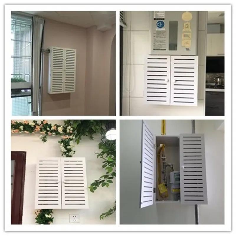 Wood-based panel cover box, mortise and tenon style wall-mounted gas meter and electricity meter cover box