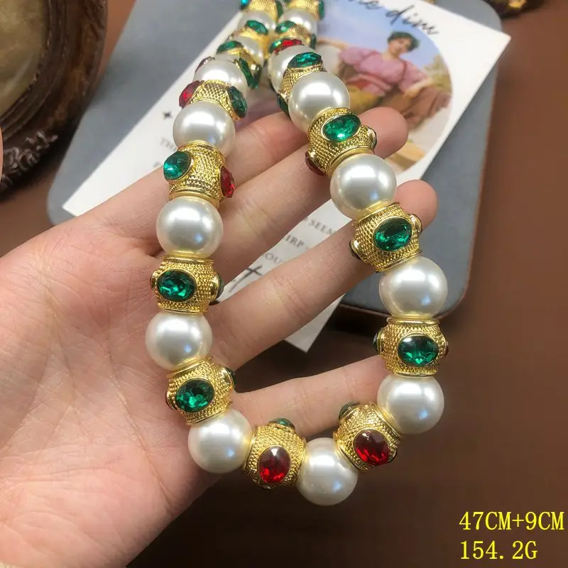 Stylish украшения elegant pavé diamond leopard exquisite necklace blue stone beaded short sweater chain