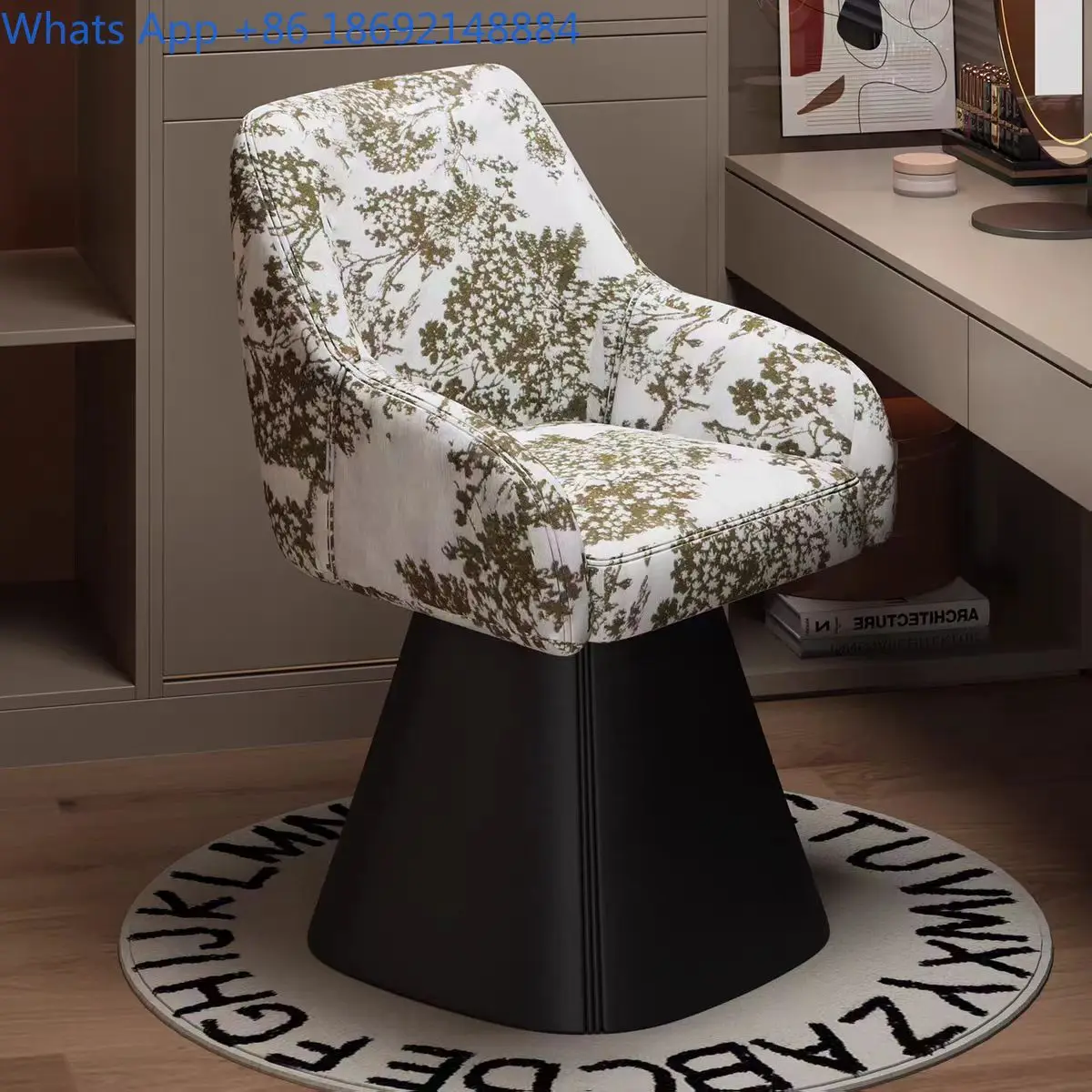 Rotatable Makeup Stool for Bedroom Lightweight Dressing Table Chair with Backrest Suitable for Beauty Salon Nail Art Cafe Dining