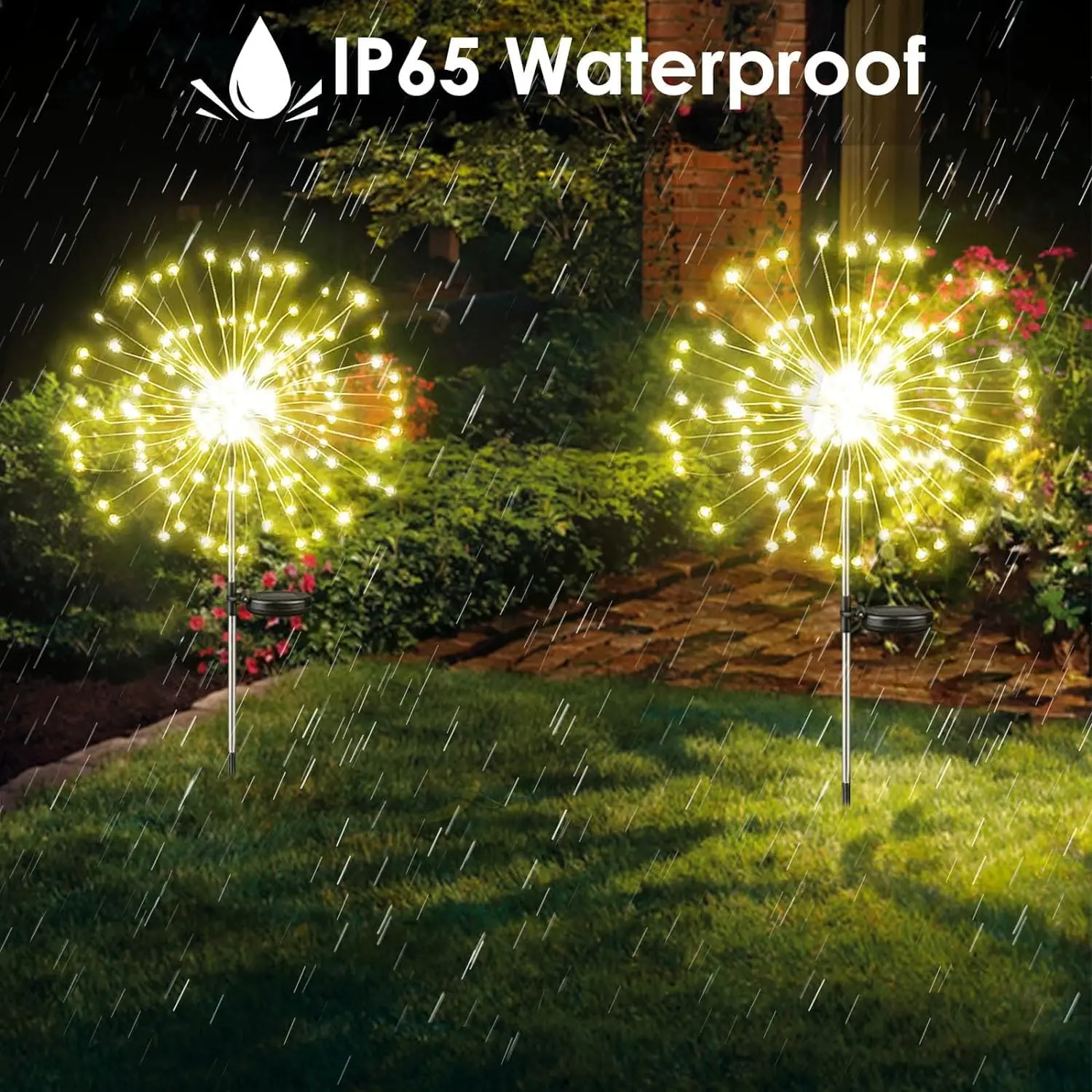 Imagem -06 - Outdoor Solar Powered Firework Lights Decorações de Jardim Modos de Pathway Pátio Quintal Total 800 Leds 4pack