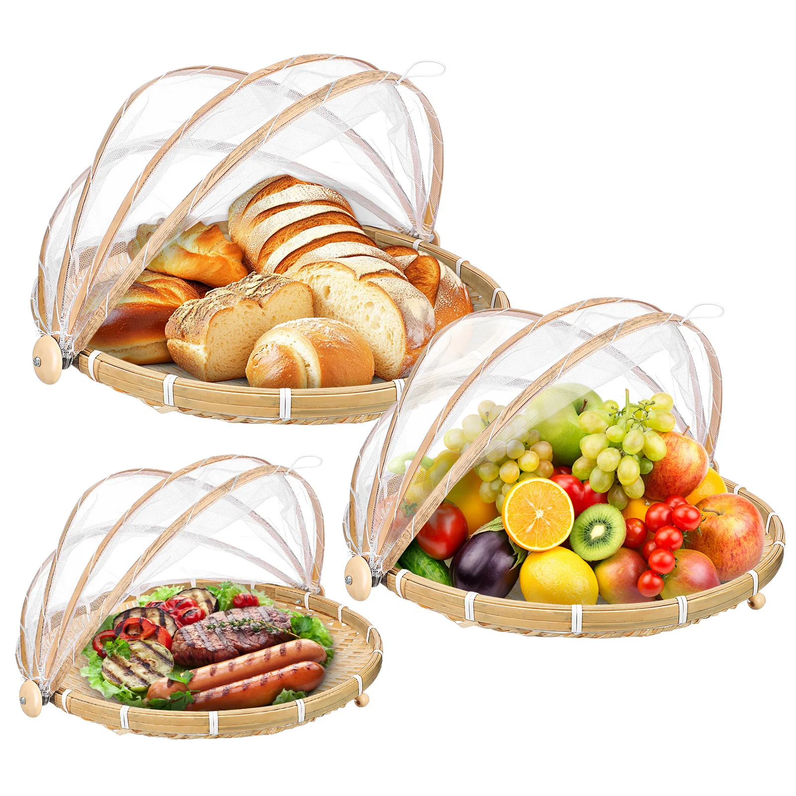 

3Pcs Bamboo Dustpan Basket Woven Multi-Purpose Storage Holder Large Capacity Rustic Home Decoration Dustpan Basket