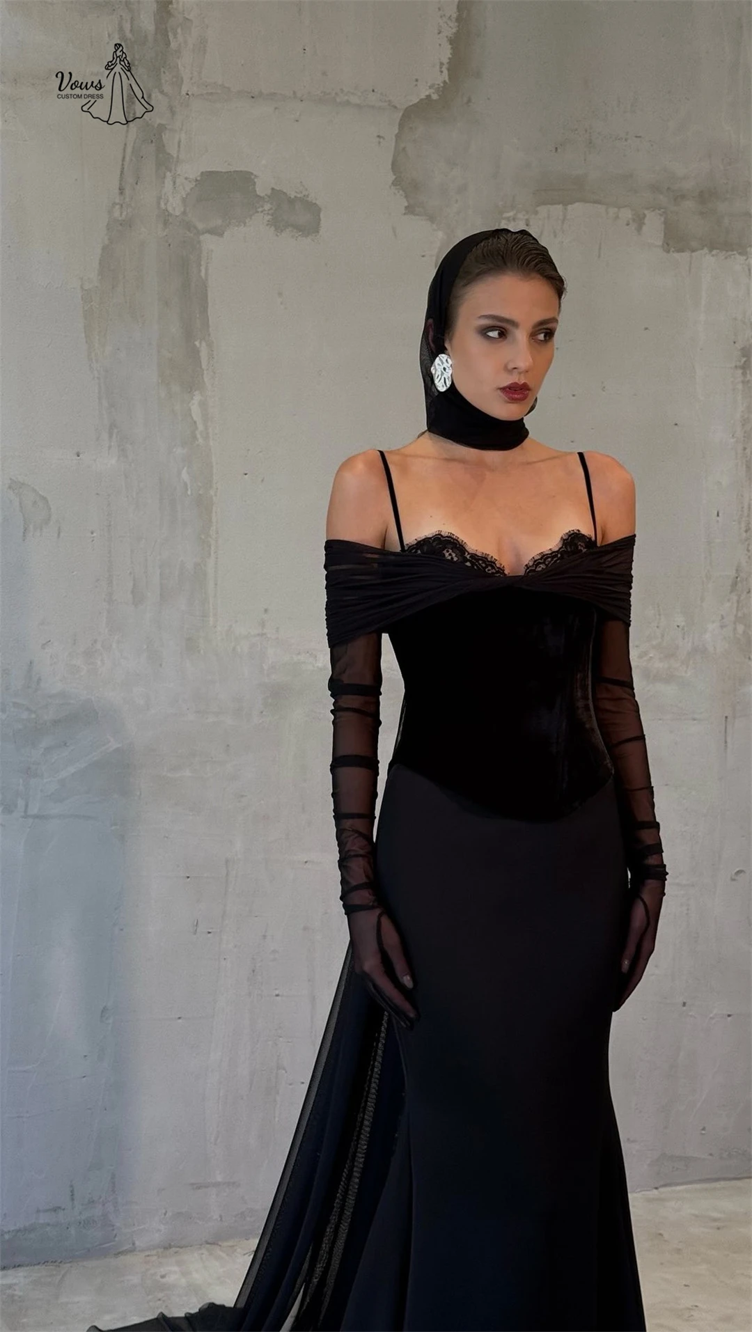 Vows dentelle Robe de bal Robe noir robes de soirée femme robes de soirée élégantes 2025 sur mesure queue de poisson Robe de soirée bal de mariage