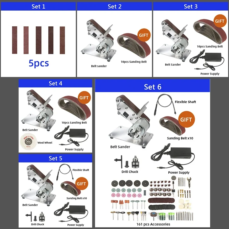 Mini Electric Belt Sander Multifunctional Belt Grinder 7 Speeds 100V~240V DIY Polishing Grinding Machine Cutter Edges Sharpener