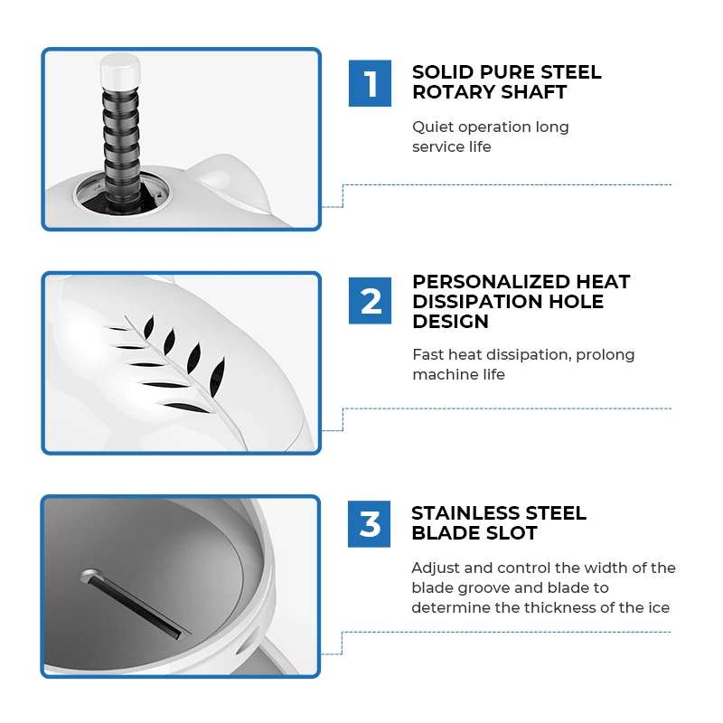 Modelli completi Blocco Macchina per il rasoio per il ghiaccio Neve commerciale Macchina per il ghiaccio continua di alta qualità Tritaghiaccio domestico per la neve