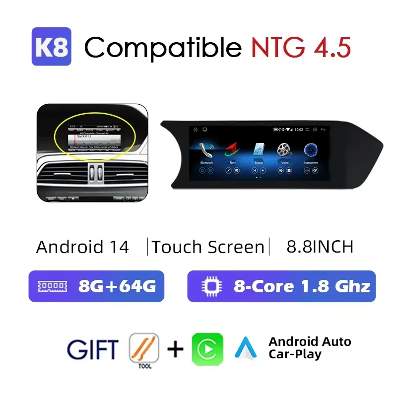 2025 Nieuwe Android 14 Auto Radio Carplay voor Mercedes C-Klasse W204 2011-2014 Auto Multimedia Speler Scherm BT WIFI Stereo GPS Navigatie