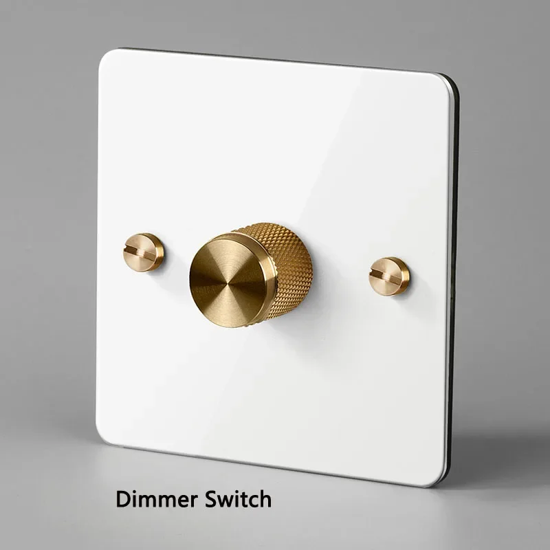 USB EU Socket  Wall Light Toggle Switch White Stainless Steel Panel with Gold Brass Switch