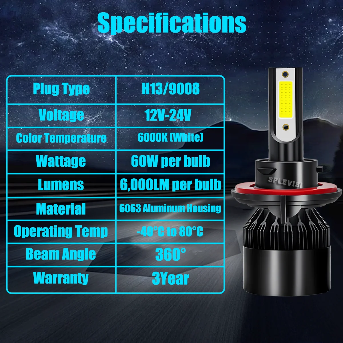 2 قطعة H13 المصباح سيارة LED لمبات كريستال واضح الرؤية لفورد F-150 2004 2005 2006 2007 2008 2009 2010 2011 2012 2013 2014
