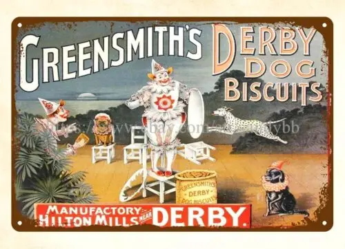 Greensmith's Derby Dog Biscuits metal tin sign brewery pub metal wall decor