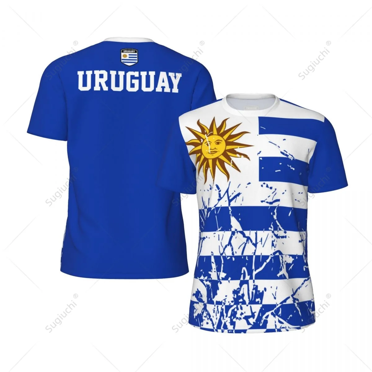 Exclusive design Uruguay Flag Grain 3D Printed Men For Running Bike Soccer Tennis Fitness Sports tshirt Mesh Fans Short T-shirt