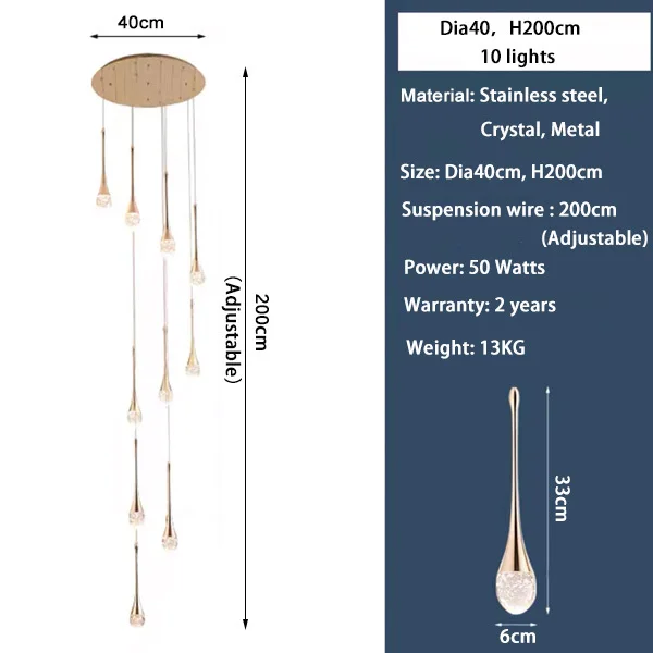 Dropshipping Luxus Kristall Lange Hängen Treppe Kronleuchter Cristal Drop Für Wohnzimmer Lobby Hause Leuchten Dekoration
