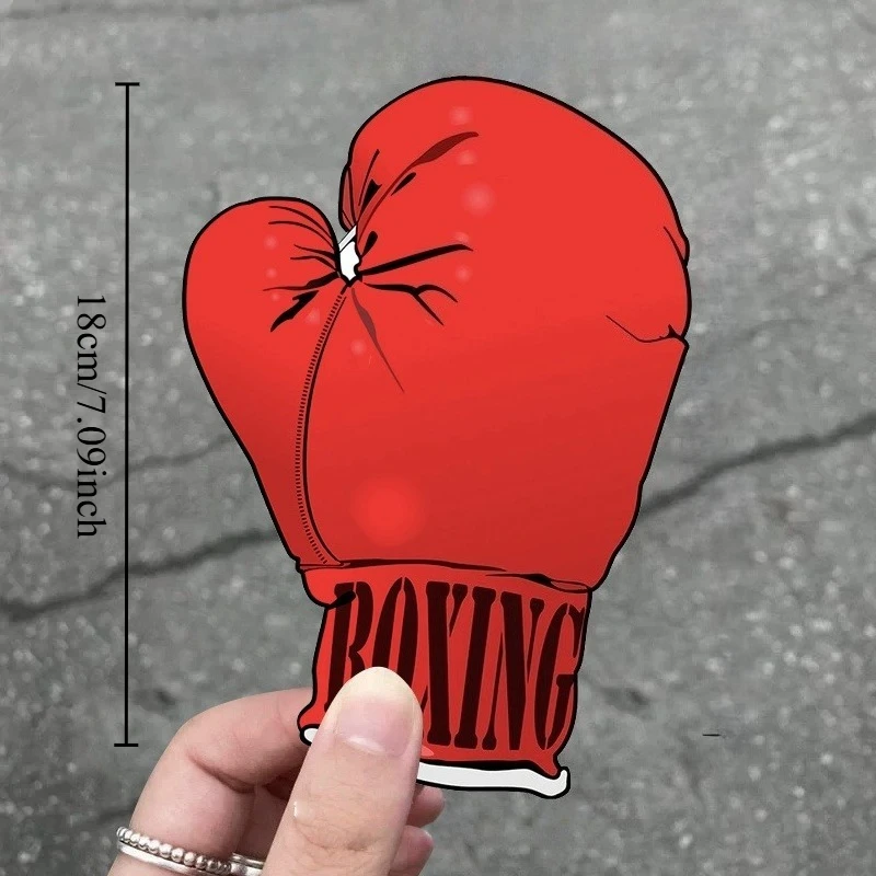 1Pc Red Boxing Glove Waterproof Vinyl Sticker for Motorcycle Helmet Fuel Tank Electric Car Universal Decals