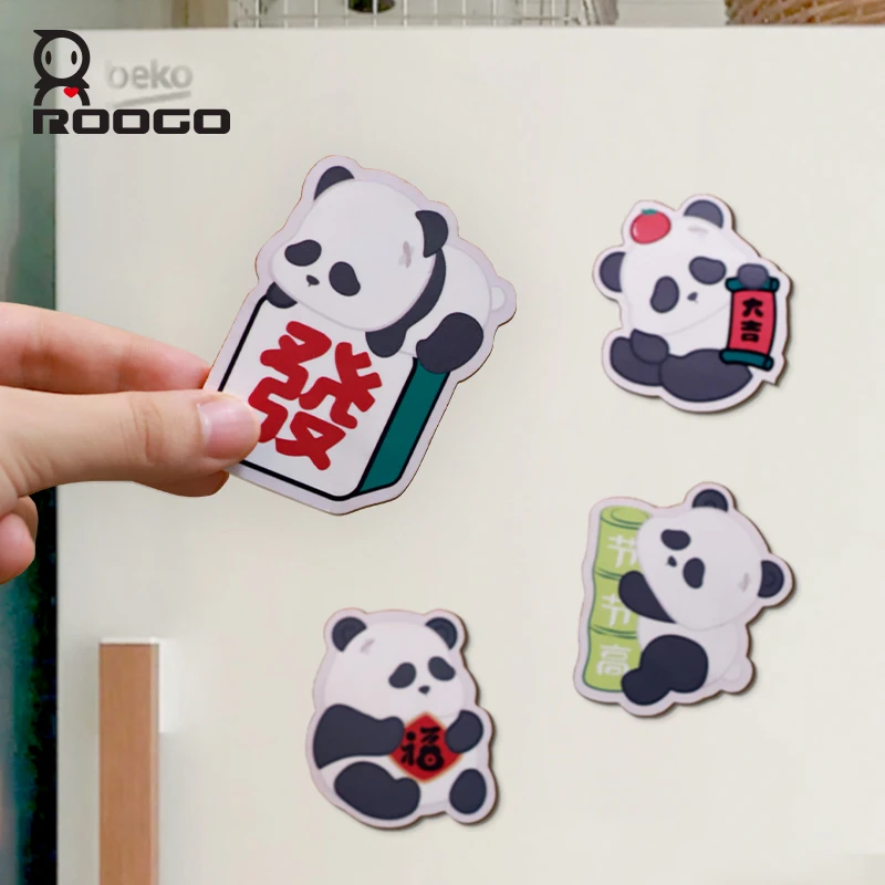 Roogo1pc Resin Figurine Panda Fridge Magnets Perfect for Refrigerators Whiteboards Kawaii Cute Animal Decorative for Home Office