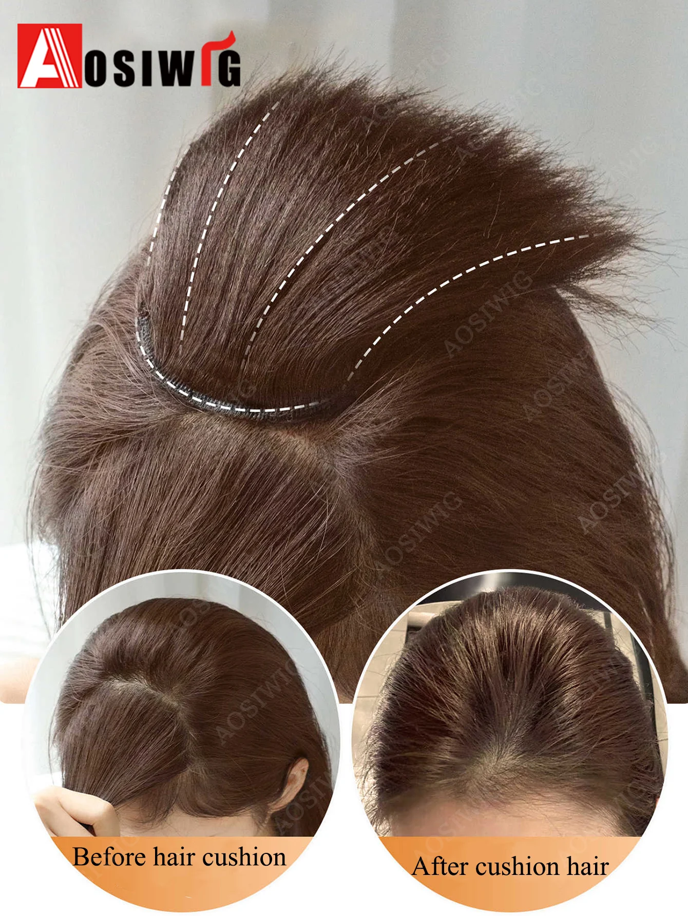 

Синтетические пушистые невидимые бесшовные накладки для волос на заколках для увеличения объема, накладные пряди для макушки и боковых частей головы для женщин